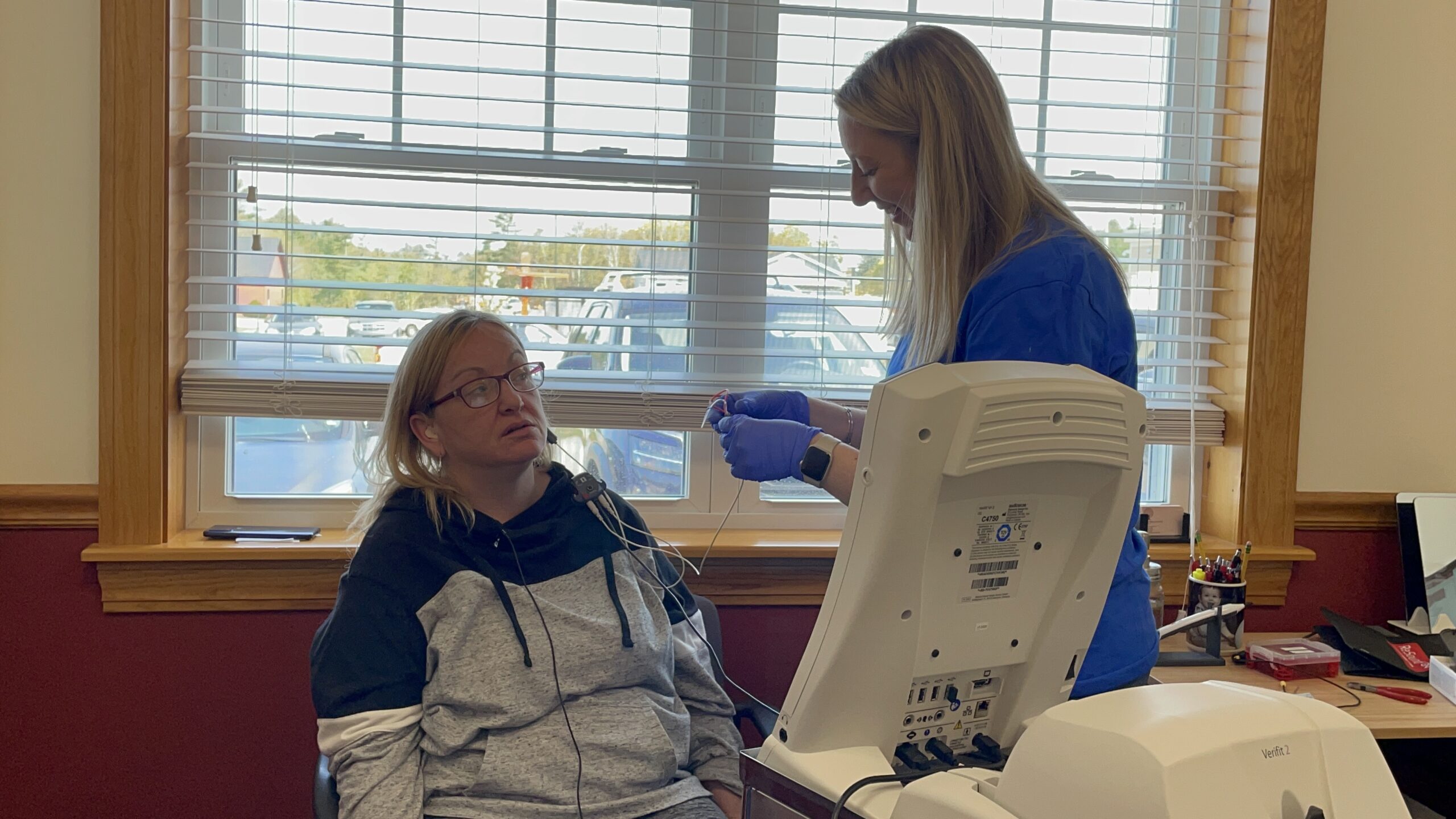 Red Maple Roots outreach visit with hearing equipment